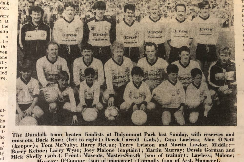 The Dundalk FC team before the 1987 FAI Cup final against Shamrock Rovers.
