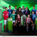 FAI competitions' chief Fran Gavin with members of the 10 Premier Division clubs and sponsor SSE Airtricity at the league's launch. (Pic: Sportsfile)