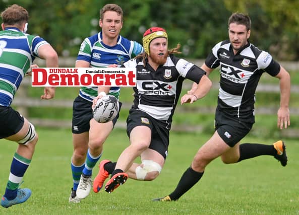 Dundalk RFC's Sam Weber in action against Gorey RFC on Saturday afternoon. (Pic: Ciarán Culligan)