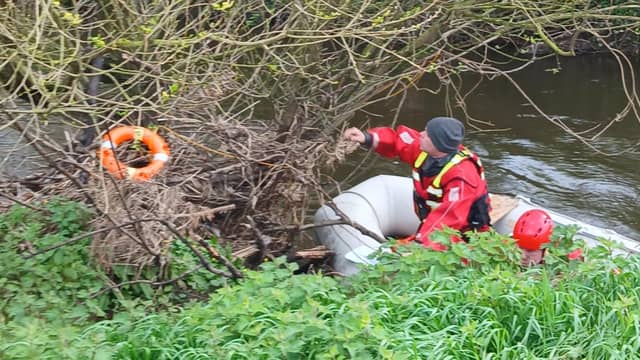 Members of Boyne Fishermen’s Rescue and Recovery, pictured retrieving lifebuoys from the River Dee
