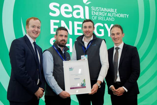 William Walsh, CEO, SEAI, Andrew Finnegan and Roy O’Brien, Aeroseal Ireland with Alan Dillon T.D., Minister of State at the Department of Enterprise, Tourism and Employment.