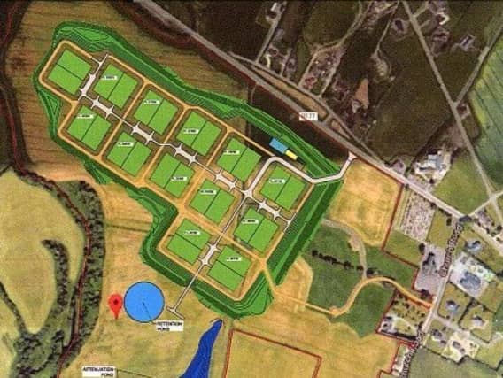 How the proposed whiskey warehouses would look on the Kilcurry landscape.
