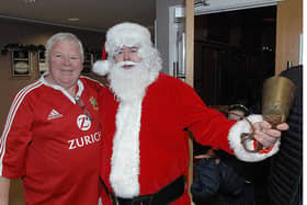 Ho! Ho! Ho! Santa at the Rugby Club on Saturday pictured with Aidan Mulrooney