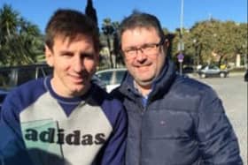 Dundalk man Alan Farrelly with footballer Lionel Messi