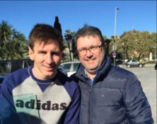 Dundalk man Alan Farrelly with footballer Lionel Messi