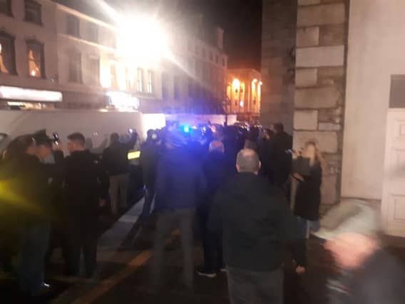 There were angry scenes outside Dundalk Courthouse this evening