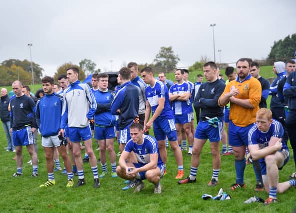 Dundalk Gaels stand at full-time of the senior final. (Pic: Ciarán Culligan)
