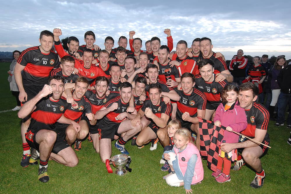 Dreadnots celebrate their Cardinal O'Donnell Cup win on Saturday. Picture: Arthur Kinahan