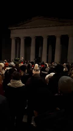 Iman Nooh, Dundalk Islamic Community addresses the crowd gathered at the Yosuke Sasaki vigil