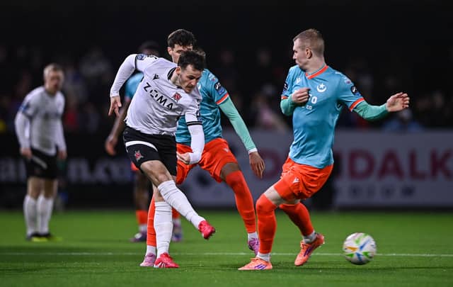 Danny Mullen of Dundalk and Mark Doyle of Drogheda United