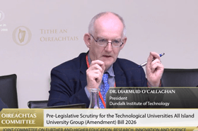 DkIT President Dr Diarmuid O’Callaghan speaking at the Joint Oireachtas Committee on Further and Higher Education