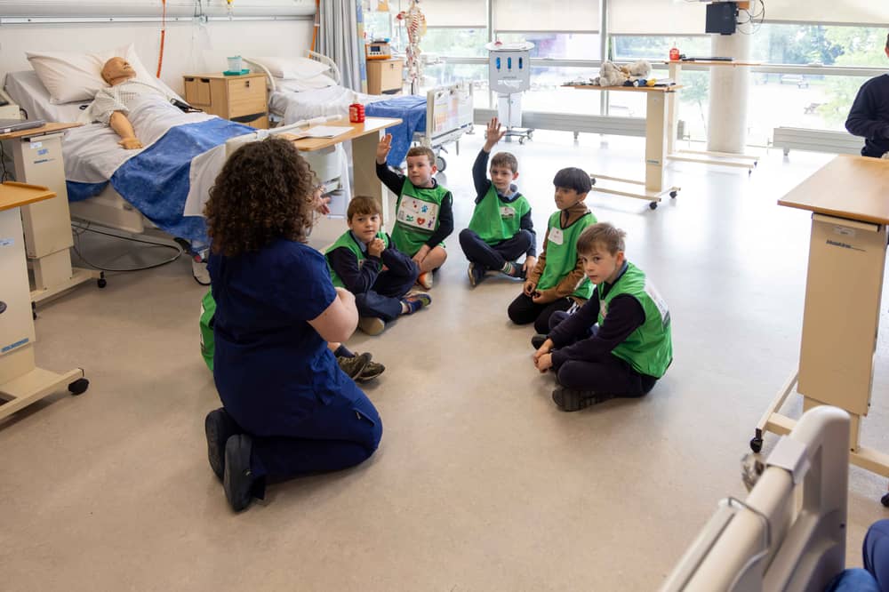 Students from Duleek Boys NS testing their knowledge at the Teddy Bear's Hospital at DkIT