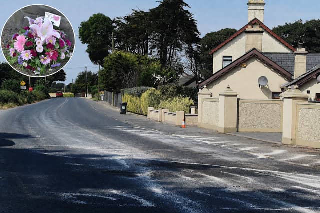Tributes laid at the crash scene in Cooley where a couple in their 70s tragically died