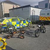 Some of the  e-scooters and e-bikes seized during a targeted operation in Drogheda and Dundalk