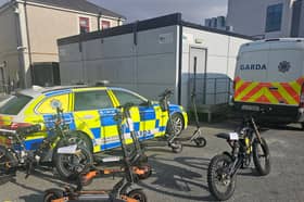 Some of the  e-scooters and e-bikes seized during a targeted operation in Drogheda and Dundalk