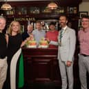 At the launch of a new vape recycling initiative for the hospitality sector in County Monaghan are (L-R): Cllr Raymond Aughey, Chairperson, County Monaghan Vintners' Federation of Ireland; Yvonne Holmes, Head of Communications, ERP Ireland; Ray Dignam Snr., Ray Dignam Jnr. and Cíabhán Dignam, proprietors of Dignam's Bar, Castleblayney; Cllr Aidan Campbell, Cathaoirleach, Monaghan County Council; and Niall Malone, Monaghan County Council