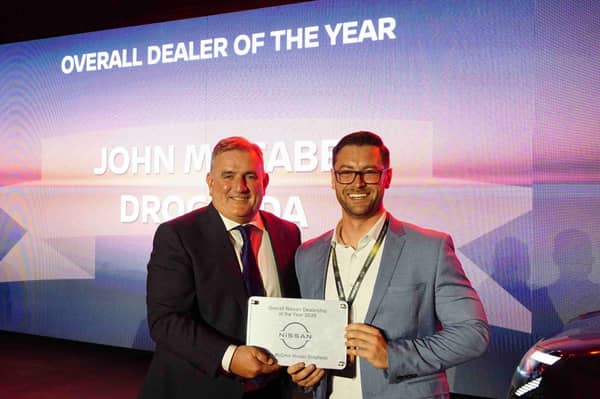 L-R: Seamus Morgan, Managing Director of Nissan Ireland, and Robert McCabe, Dealer Principal at John McCabe Nissan.  