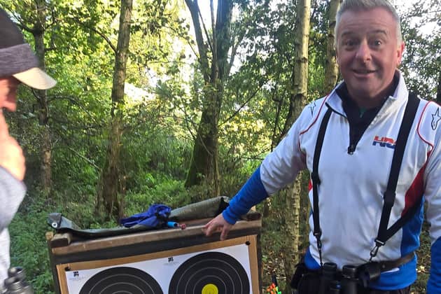 Alan Convery at one of the targets with all his arrows in the gold ring