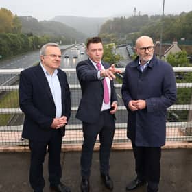 Panagiotis Demestichas, CEO and Chairman of Wings ICT Solutions (left) with Brian McHugh, Managing Director of Vantage Towers Ireland and Eoin MacManus, Chief Business Officer at Three, at the official launch of Ireland's first 5G Emerald Motorway Corridor project