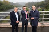 Panagiotis Demestichas, CEO and Chairman of Wings ICT Solutions (left) with Brian McHugh, Managing Director of Vantage Towers Ireland and Eoin MacManus, Chief Business Officer at Three, at the official launch of Ireland's first 5G Emerald Motorway Corridor project