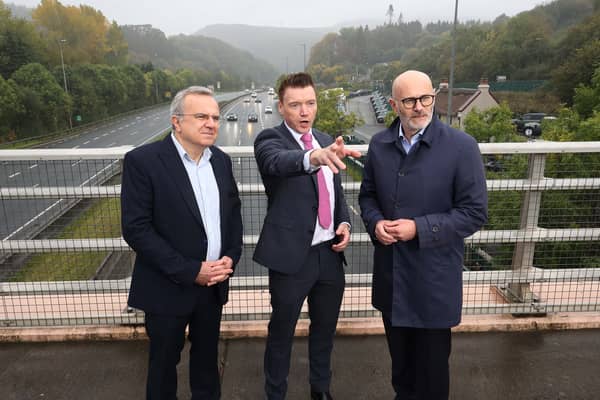 Panagiotis Demestichas, CEO and Chairman of Wings ICT Solutions (left) with Brian McHugh, Managing Director of Vantage Towers Ireland and Eoin MacManus, Chief Business Officer at Three, at the official launch of Ireland's first 5G Emerald Motorway Corridor project