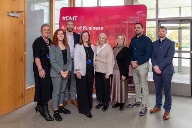 Maria Roddy Freyne, DkIT; Majella Gorman, Ballymascanlon Hotel & Golf Resort; Richard Stevenson, Windward Management Ltd, Roisin Carolan, DkIT; Caitriona Lavery, Hastings Hotels; Megan Daly, The RDS; Glenn McCormack, DkIT and Christopher McGrath, DkIT at the DkIT hospitality guest lecture morning