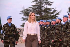 Helen McEntee inspecting some soldiers