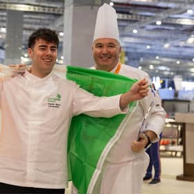 Charlie Ward, who won a Bronze Medal in Cookery pictured with his mentor Alan McCabe