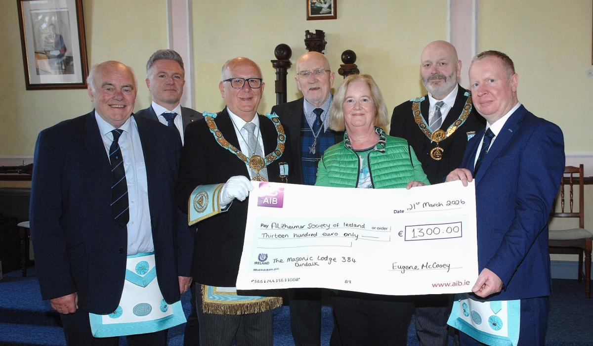 Freemasons in Dundalk make presentation to Alzheimer's Society of Ireland