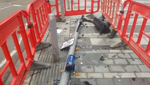 Traffic light destroyed in crash at Dundalk town square