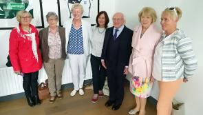 Dundalk FC ladies team of '68 meet President Higgins at women's senior international