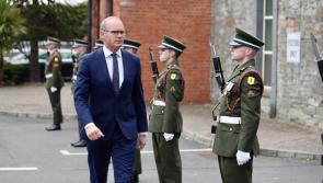 Minister Coveney visits Aiken Barracks Dundalk to review troops going on UN mission to Golan Heights
