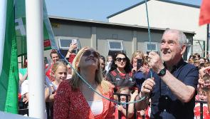 PHOTOS: Louth manager Mickey Harte joins Tallanstown NS to raise Green Flag