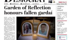 This week's Dundalk Democrat front page: Garden of Reflection honours fallen gardaí 