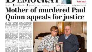 This week's Dundalk Democrat front page: Mother of murdered Paul Quinn appeals for justice