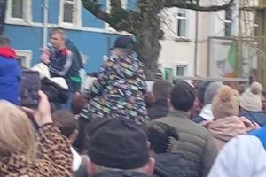 WATCH: Louth TD  tells protest crowd Sinn Fein to table motion of no confidence against the government