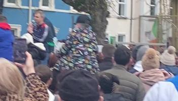 WATCH: Louth TD  tells protest crowd Sinn Fein to table motion of no confidence against the government