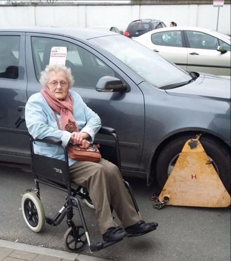 90-year-old woman in a wheelchair has been clamped in Aldi carpark