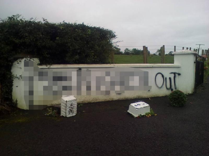 Racist graffiti sprayed on walls of family home