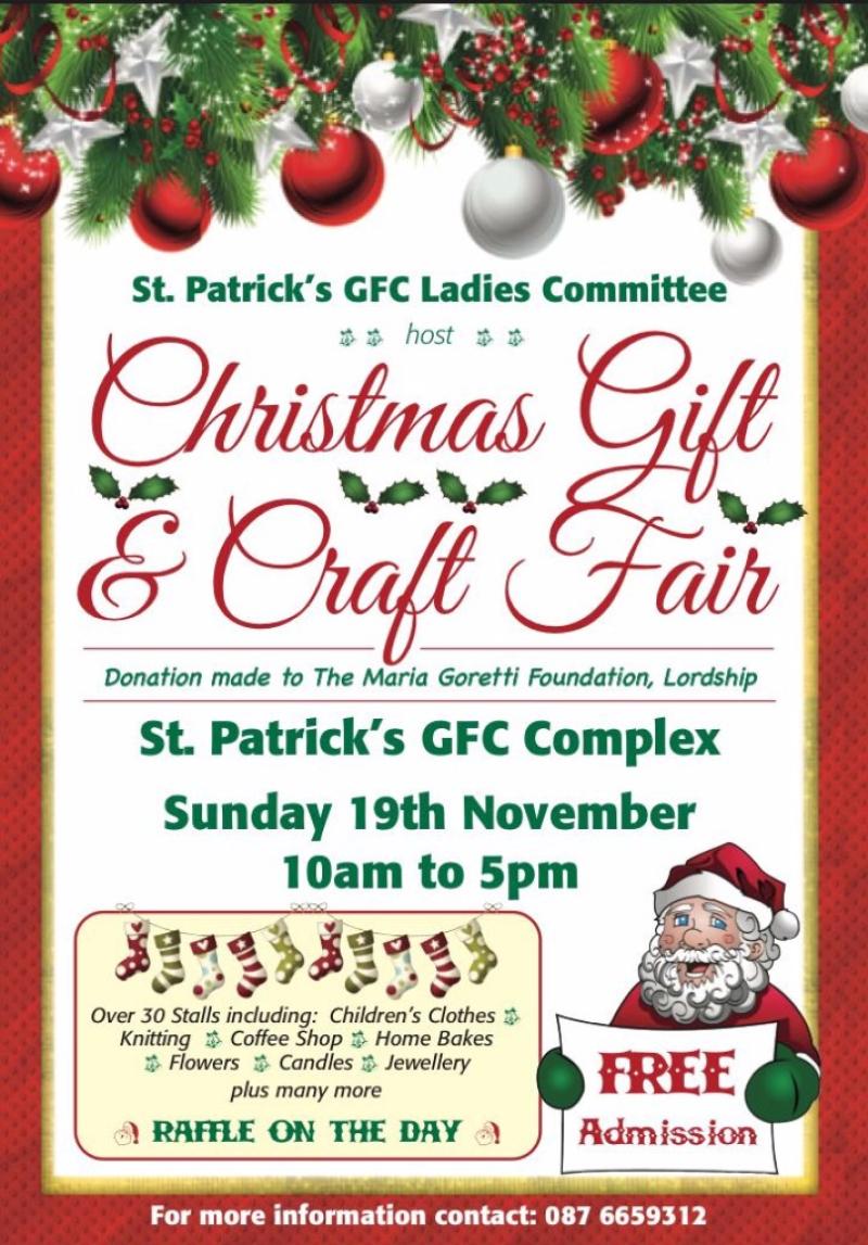 St. Patrick's Ladies GFC host Christmas Gift and Crafts Fair next Sunday