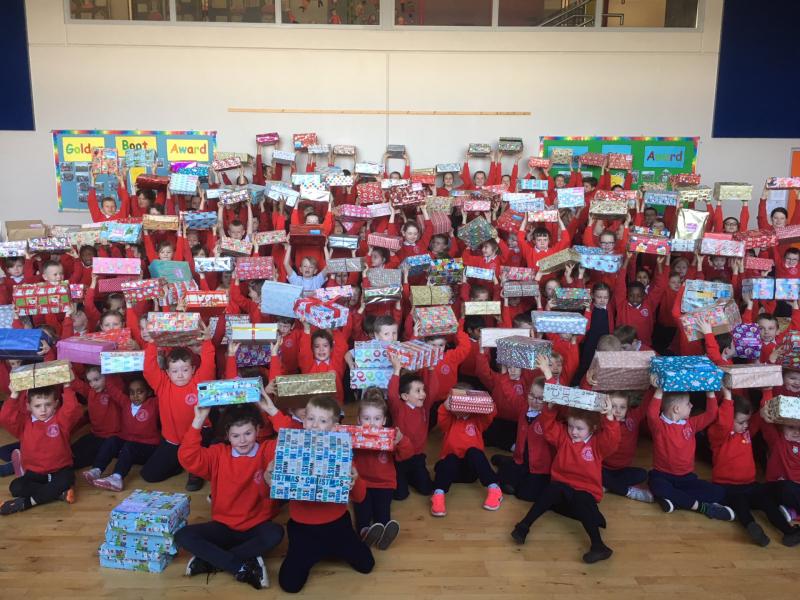 Blackrock school deliver a staggering number of shoeboxes for charity appeal