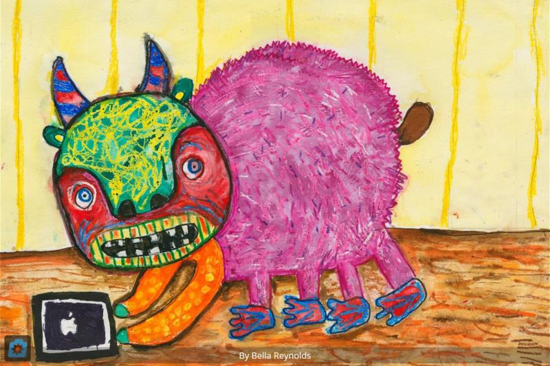 Bella's 'iPad Gremlin' earns third place category place in Texaco Art comp