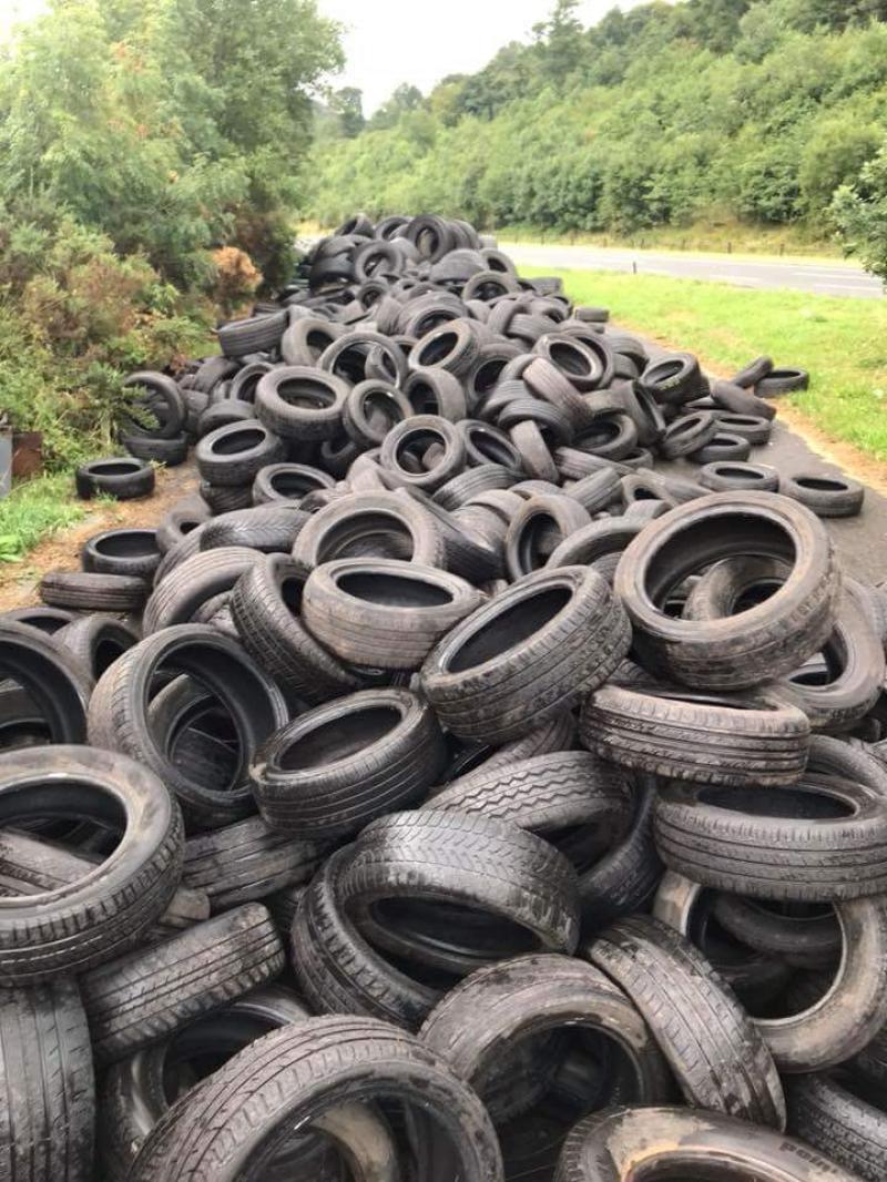 Hundreds of tyres dumped near dual carraigeway north of Dundalk