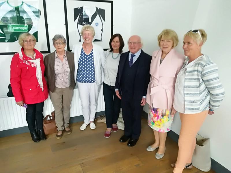 Dundalk FC ladies team of '68 meet President Higgins at women's senior international