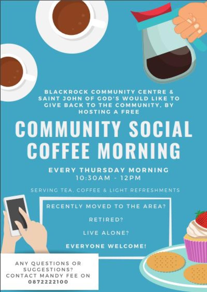 Free coffee mornings in Blackrock Community Centre 