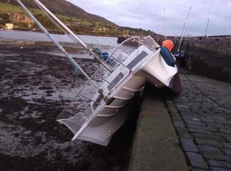 Yacht has a "bit of a mishap" whilst docking at North Louth pier 