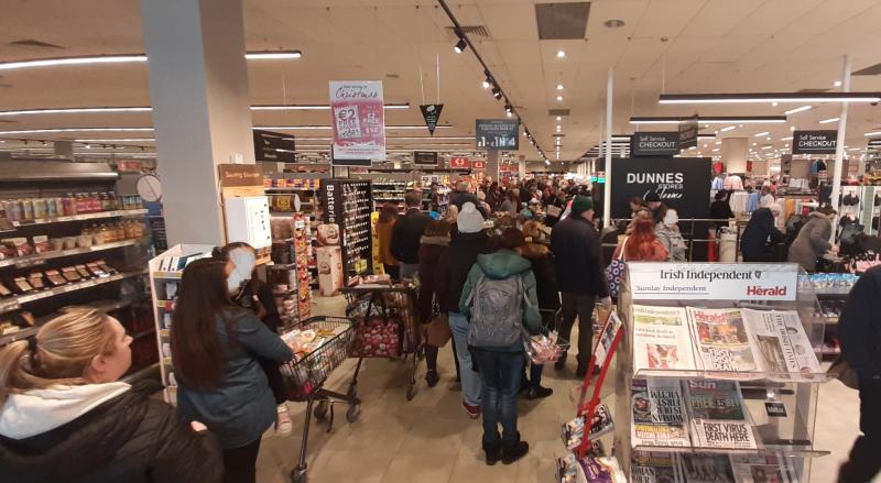 Panic buying in Dundalk sees queues in supermarkets