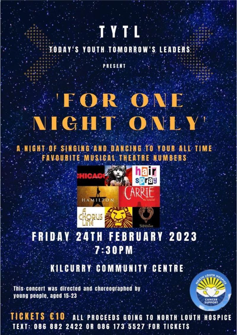 'For One Night Only' at Kilcurry Community Centre in aid of Louth Hospice 