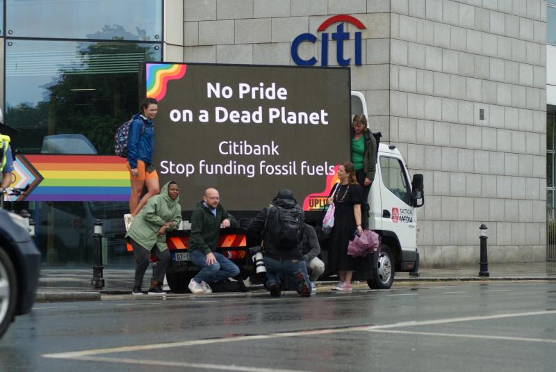 ‘No Pride on a Dead Planet’ protest takes place at Citi HQ in Dublin
