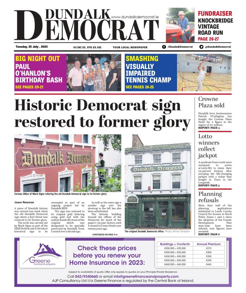 This week's Dundalk Democrat front page